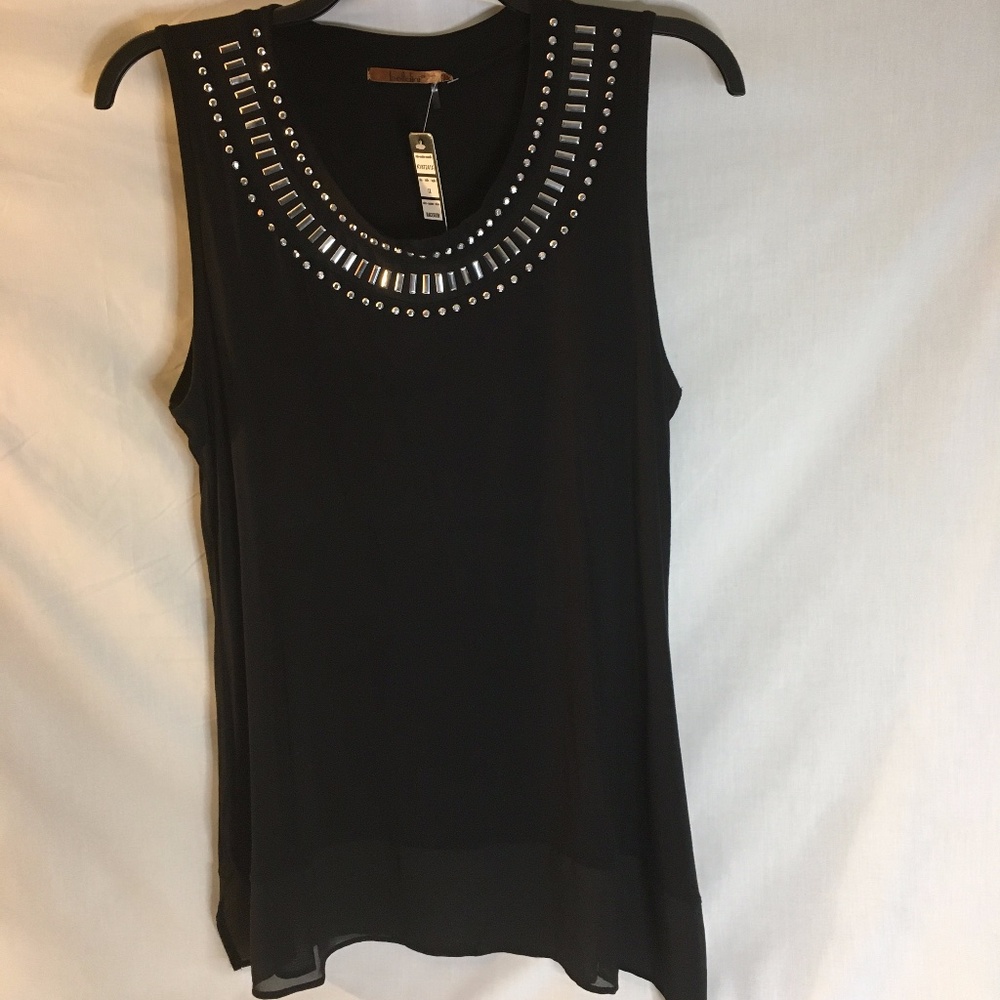 NWT Belldini Black and Silver Stud Women's Sleeveless Tunic Top 1X